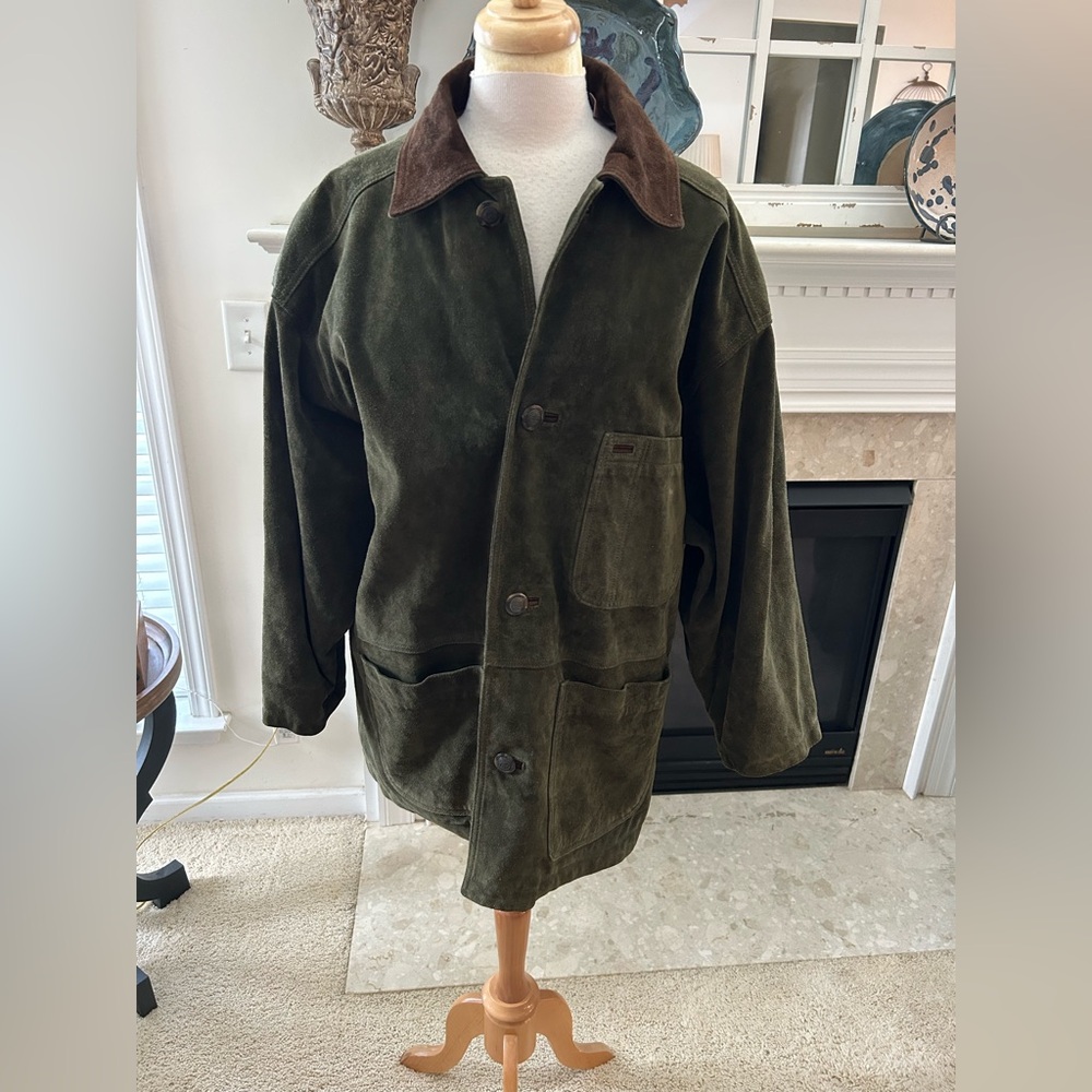 RARE 90’s Timberland Green Waterproof Calfskin Leather /Suede Jacket